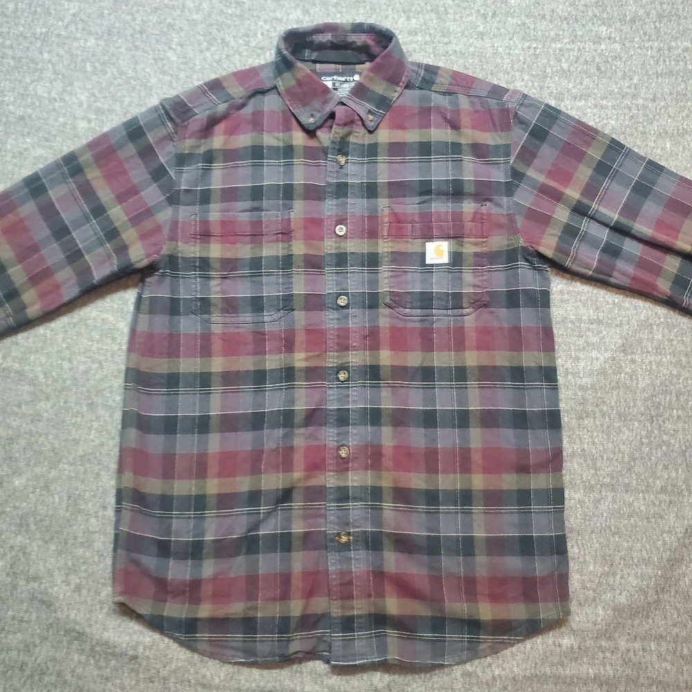 Carhartt Rugged Flex Relaxed Fit Flannel Shirt Mens Sz Small Button Down Collar
